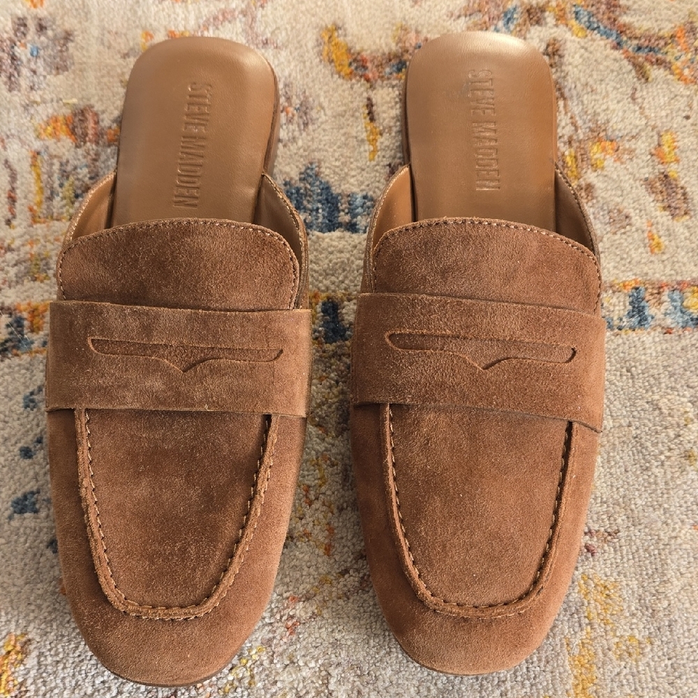 Steve Madden Tan Suede Loafer Mules